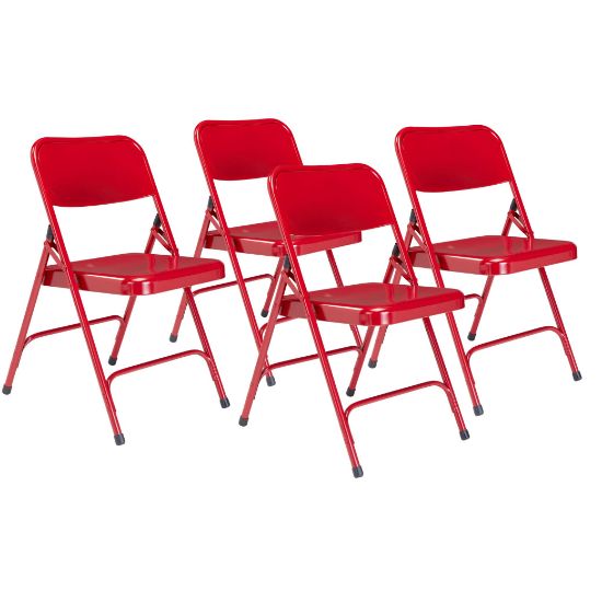 Picture of NPS® 200 Series Premium All-Steel Double Hinge Folding Chair, Red (Pack of 4)