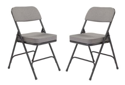 Picture of NPS® 3200 Series Premium 2" Fabric Upholstered Double Hinge Folding Chair, Charcoal Grey (Pack of 2)