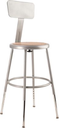 Picture of NPS® 18.5"-26.5" Height Adjustable Heavy Duty Steel Stool With Backrest, Grey