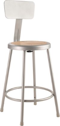 Picture of NPS® 24"Heavy Duty Steel Stool With Backrest, Grey