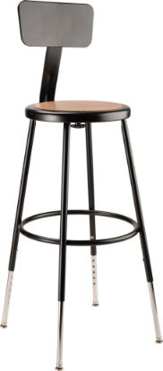 Picture of NPS® 24.5 -32.5" Height Adjustable Heavy Duty Steel Stool With Backrest, Black