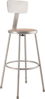 Picture of NPS® 30"Heavy Duty Steel Stool With Backrest, Grey