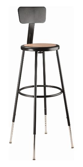 Picture of NPS® 30.5 -38.5" Height Adjustable Heavy Duty Steel Stool With Backrest, Black