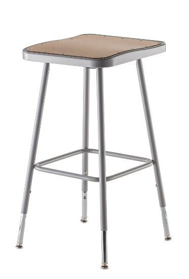 Picture of NPS® 23.75 -31.75" Height Adjustable Heavy Duty Square Seat Steel Stool, Grey