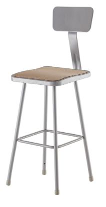 Picture of NPS® 30" Heavy Duty Square Seat Steel Stool With Backrest, Grey