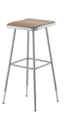 Picture of NPS® 30.75 -38.75" Height Adjustable Heavy Duty Square Seat Steel Stool, Grey