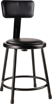 Picture of NPS® 18"Heavy Duty Vinyl Padded Steel Stool With Backrest, Black