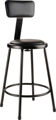 Picture of NPS® 24"Heavy Duty Vinyl Padded Steel Stool With Backrest, Black