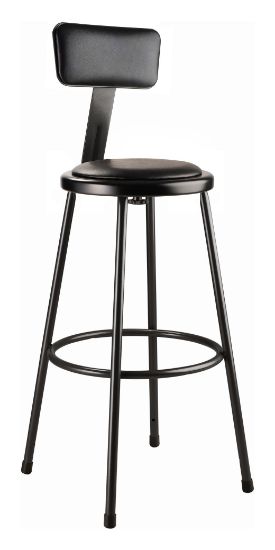 Picture of NPS® 30" Heavy Duty Vinyl Padded Steel Stool With Backrest, Black