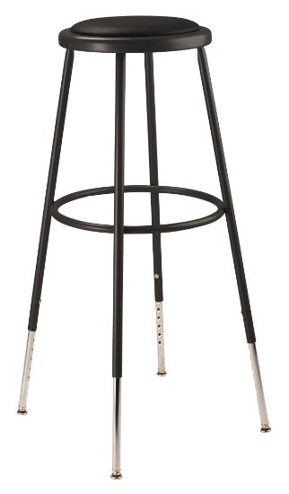 Picture of NPS® 30.5 -38.5" Height Adjustable Heavy Duty Vinyl Padded Steel Stool, Black