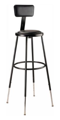 Picture of NPS® 30.5 -38.5" Height Adjustable Heavy Duty Vinyl Padded Steel Stool With Backrest, Black