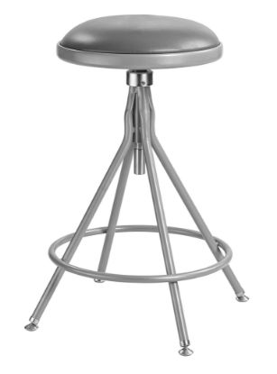 Picture of NPS® 24 -30" Height Adjustable Heavy Duty Vinyl Padded Swivel Steel Stool, Grey