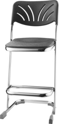 Picture of NPS® 24" Elephant Z-Stool With Backrest, Black Seat and Chrome Frame