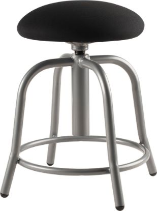 Picture of NPS® 18"-25" Height Adjustable Designer Stool, 3" Fabric Padded Black Seat, Grey Frame