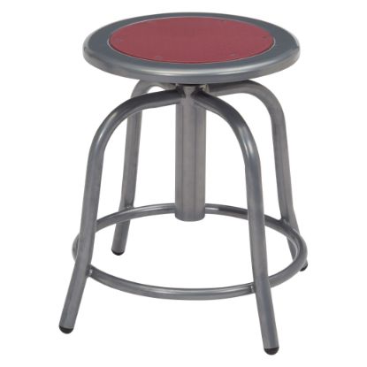 Picture of NPS® 18” - 24” Height Adjustable Swivel Stool, Burgundy Seat and Grey Frame