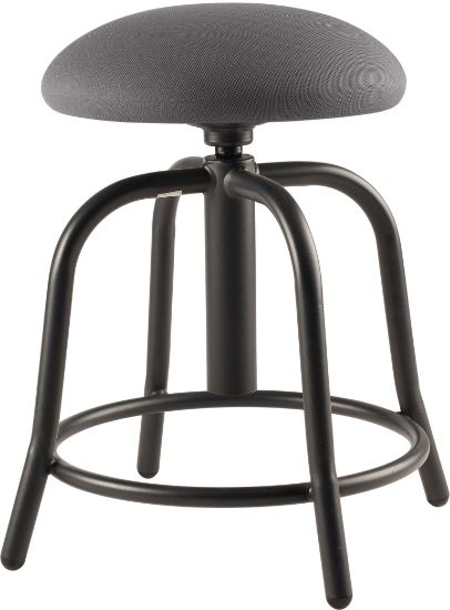 Picture of NPS® 18"-25" Height Adjustable Designer Stool, 3" Fabric Padded Charcoal Seat, Black Frame