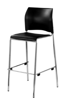 Picture of NPS® Cafetorium Bar Stool, Plush Vinyl Seat, Black