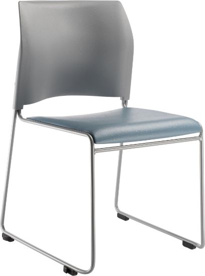 Picture of NPS® Cafetorium Plush Vinyl Stack Chair, Blue/Grey