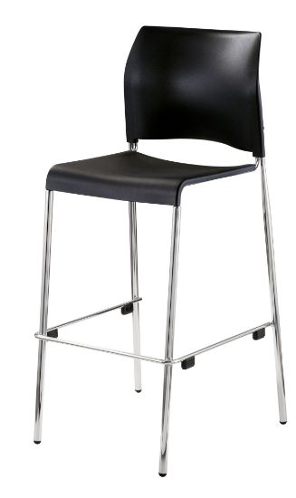 Picture of NPS® Cafetorium Bar Stool, Plastic Seat, Black