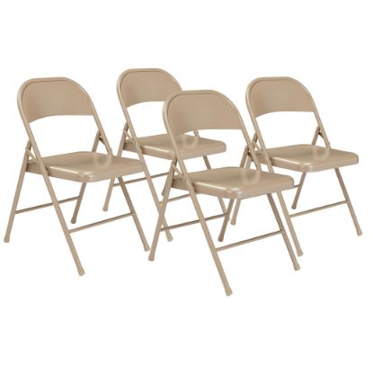 Picture of Basics by NPS® All-Steel Folding Chair, Beige (Pack of 4)