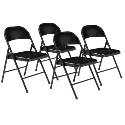 Picture of Basics by NPS® All-Steel Folding Chair, Black (Pack of 4)
