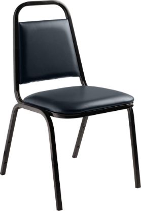 Picture of Basics by NPS®  9100 Series Vinyl Upholstered Stack Chair, Midnight Blue Seat/Black Sandtex Frame