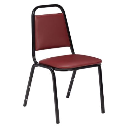 Picture of Basics by NPS®  9100 Series Vinyl Upholstered Stack Chair, Pleasant Burgundy Seat/Black Sandtex Frame