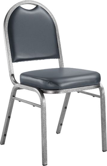 Picture of NPS® 9200 Series Premium Vinyl Upholstered Stack Chair, Midnight Blue Seat/ Silvervein Frame