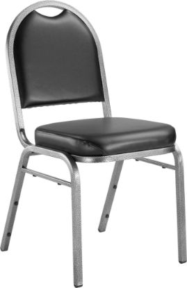 Picture of NPS® 9200 Series Premium Vinyl Upholstered Stack Chair, Panther Black Seat/ Silvervein Frame