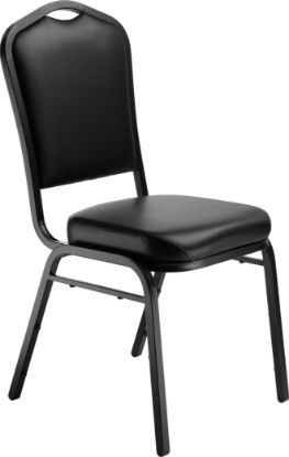 Picture of NPS® 9300 Series Deluxe Vinyl Upholstered Stack Chair, Panther Black Seat/Black Sandtex Frame