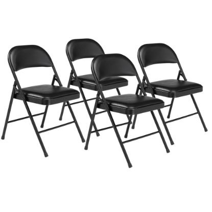 Picture of Basics by NPS® Vinyl Padded Steel Folding Chair, Black (Pack of 4)