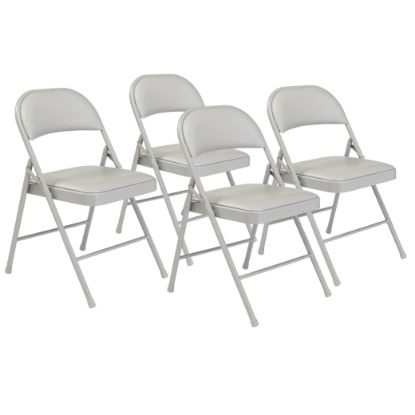 Picture of Basics by NPS® Vinyl Padded Steel Folding Chair, Grey (Pack of 4)