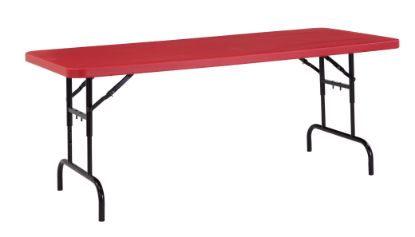 Picture of NPS® 30" x 72" Height Adjustable Heavy Duty Folding Table, Red