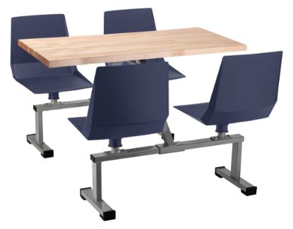 Picture of NPS® Cluster Swivel Booth, 24"x48", Butcherblock Top, Navy Seat