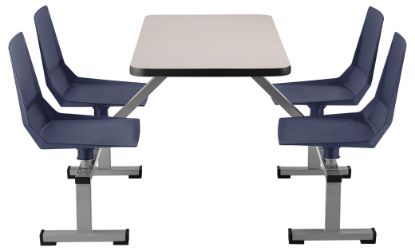 Picture of NPS® Cluster Swivel Booth, 24"x48", MDF Core/ProtectEdge, Grey Nebula Top, Navy Seat