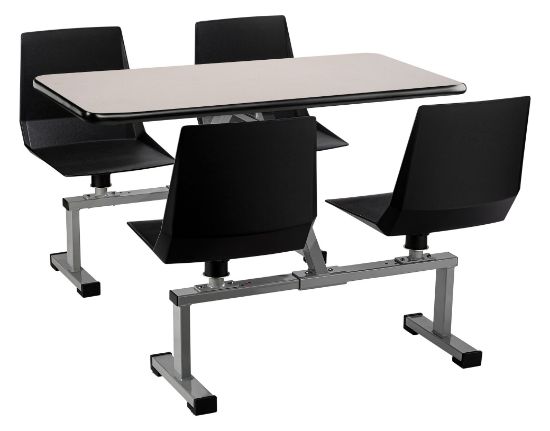 Picture of NPS® Cluster Swivel Booth, 24"x48", MDF Core/ProtectEdge, Grey Nebula Top, Black Seat