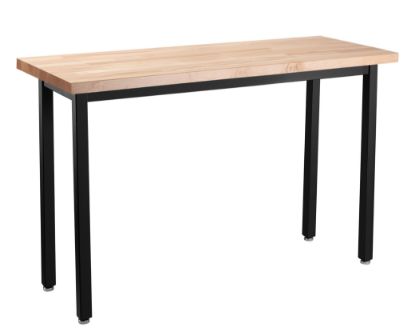 Picture of NPS® Heavy Duty  Steel Table, Black Frame, 18 x 42 x 30, Butcherblock Top