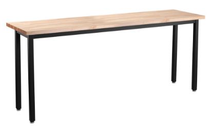 Picture of NPS® Heavy Duty  Steel Table, Black Frame, 18 x 96 x 30, Butcherblock Top