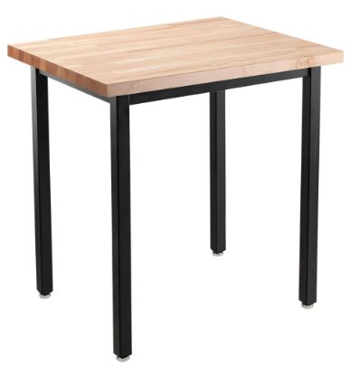 Picture of NPS® Heavy Duty  Steel Table, Black Frame, 24 x 24 x 30, Butcherblock Top