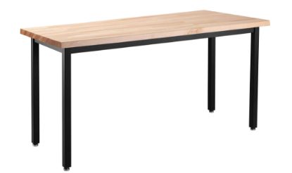 Picture of NPS® Heavy Duty  Steel Table, Black Frame, 24 x 60 x 30, Butcherblock Top