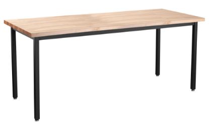 Picture of NPS® Heavy Duty  Steel Table, Black Frame, 24 x 72 x 30, Butcherblock Top