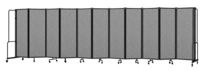 Picture of NPS® Room Divider, 6' Height, 11 Sections, PET Material Grey, Black Frame