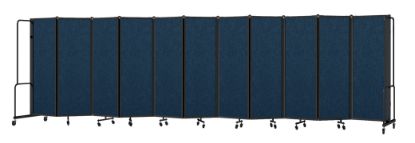 Picture of NPS® Room Divider, 6' Height, 11 Sections, PET Material Blue, Black Frame