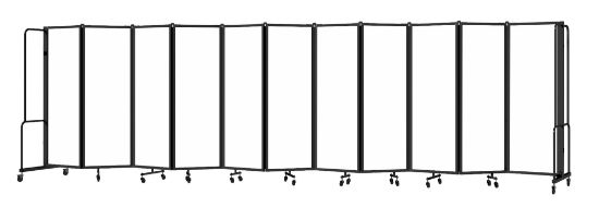 Picture of NPS® Room Divider, 6' Height, 11 Sections, Whiteboard Panels, Black Frame