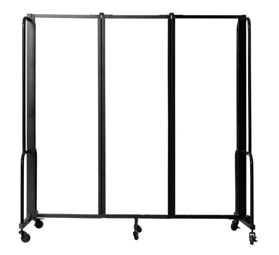 Picture of NPS® Room Divider, 6' Height, 3 Sections, Frosted Panels, Black Frame