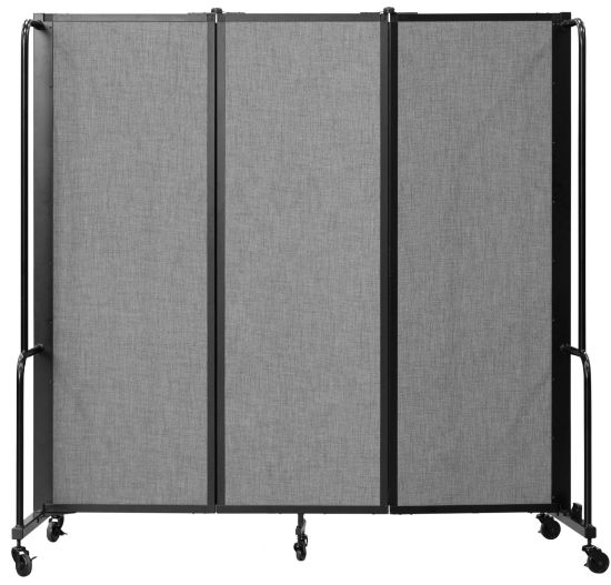 Picture of NPS® Room Divider, 6' Height, 3 Sections, Grey Panels and Black Frame