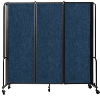 Picture of NPS® Room Divider, 6' Height, 3 Sections, Blue Panels and Black Frame