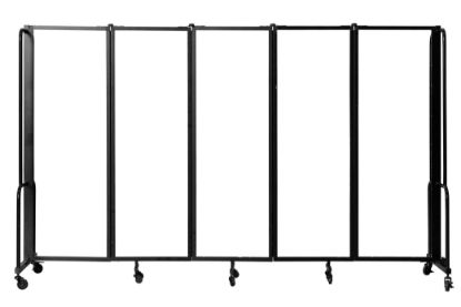 Picture of NPS® Room Divider, 6' Height, 5 Sections, Frosted Panels, Black Frame