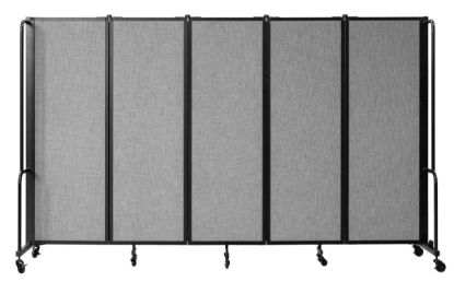 Picture of NPS® Room Divider, 6' Height, 5 Sections, Grey Panels and Black Frame