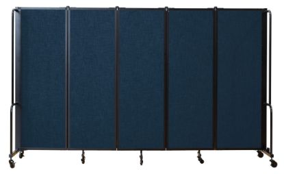 Picture of NPS® Room Divider, 6' Height, 5 Sections, Blue Panels and Black Frame